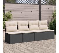 vidaXL Divano da Giardino con Cuscini a 4 Posti Nero in Polyrattan