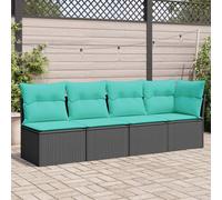 vidaXL Divano da Giardino con Cuscini a 4 Posti Nero in Polyrattan
