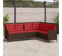 vidaXL Divano da giardino con Cuscini a forma di L in Polyrattan Marrone