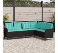 vidaXL Divano da giardino con Cuscini a forma di L in Polyrattan Nero