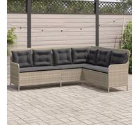 Divano da Giardino con Cuscini a L Grigio Chiaro in Polyrattan
