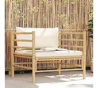 vidaXL Divano da Giardino con Cuscini Bianco Crema in Bambù