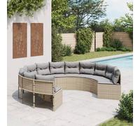 vidaXL Divano da giardino circolare con cuscini in polyrattan Beige