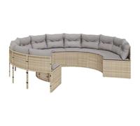 vidaXL Divano da Giardino con Cuscini Circolare Beige in Polyrattan, Divano da Giardino con Cuscini, Divano da Patio, Divano da Giardino in polyrattan