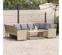 Divano da Giardino con Cuscini in Polyrattan Beige