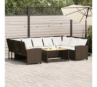 Divano da Giardino con Cuscini in Polyrattan Marrone