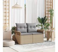vidaXL Divano da giardino con cuscino Beige 141 x 62 x 69cm polyrattan