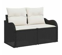 vidaXL Divano da giardino con cuscino Nero 121 x 62 x 69cm polyrattan | Può cambiarsi facilmente in vari tipi di seduta, Fatto con materiali che non temono la pioggia,