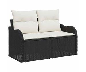 vidaXL Divano da giardino con cuscino Nero 121 x 62 x 69cm polyrattan | Può cambiarsi facilmente in vari tipi di seduta, Fatto con materiali che non temono la pioggia,