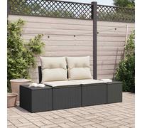 vidaXL Divano da giardino con cuscino Nero 184 x 62 x 69 cm polyrattan