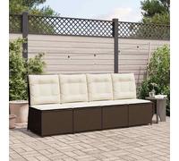 vidaXL Divano da giardino con cuscino Nero e Bianco Crema polyrattan