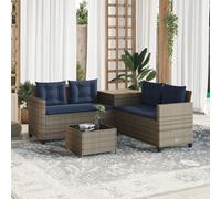 vidaXL Divano da giardino con Tavolino e cuscini a forma di L in Polyrattan Grigio