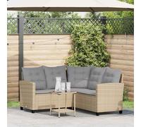 vidaXL - Divano da Giardino con Tavolo e Cuscini a L Beige in Polyrattan