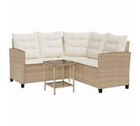 vidaXL Divano da Giardino con Tavolo e Cuscini a L Beige in Polyrattan, Divano da Esterno, Divano da Esterno a L, Divano angolare da Giardino