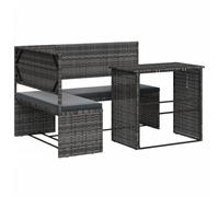 vidaXL Divano da Giardino con Tavolo e Cuscini a L Grigio Polyrattan