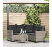 vidaXL Divano da Giardino con Tavolo e Cuscini a L Grigio Polyrattan, Divano da Esterno, Divano da Esterno a L, Divano angolare da Giardino