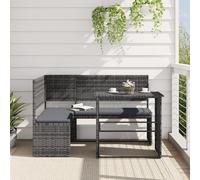 vidaXL Divano da Giardino con Tavolo e Cuscini a L Grigio Polyrattan