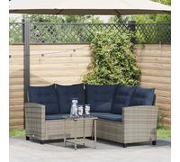 vidaXL Divano da Giardino con Tavolo e Cuscini a L Grigio Polyrattan