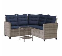 vidaXL Divano da Giardino con Tavolo e Cuscini a L Grigio Polyrattan, Divano da Esterno, Divano da Esterno a L, Divano angolare da Giardino