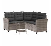 vidaXL Divano da Giardino con Tavolo e Cuscini a L Grigio Polyrattan, Divano da Esterno, Divano da Esterno a L, Divano angolare da Giardino