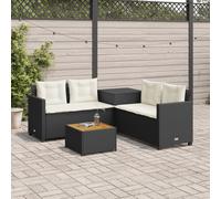 vidaXL Divano da Giardino 4 Posti a L Nero in Polyrattan con Tavolo e Cuscini