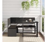 vidaXL Divano da Giardino con Tavolo e Cuscini a L Nero in Polyrattan