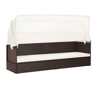 vidaXL Divano da Giardino con Tettoia Divanetto da Esterni Salottino per Patio Mobili da Giardino Arredamento da Esterni in Polyrattan Marron