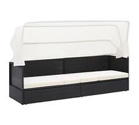 vidaXL Divano da giardino con tettoia in Polyrattan Nero