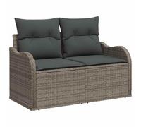 vidaXL Divano da Esterno Moderno con Spazio di Archiviazione Grigio Rattan Cuscini Morbidi 2 Posti Design Elegante Resistente alle Intemperie Finitura Testurata per Balcone o Patio Seduta Comoda Divan
