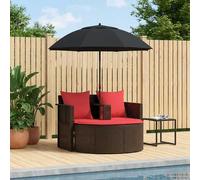 vidaXL Divano da giardino marrone e rosso, 168 x 168 x 180 cm, rattan sintetico, giardino e terrazza, divano moderno, mobili da esterno durevoli, resistenti alle intemperie, soggiorno confortevole
