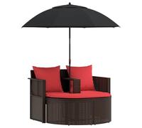 vidaXL Divano da giardino marrone e rosso, 168 x 168 x 180 cm, rattan sintetico, giardino e terrazza, divano moderno, mobili da esterno durevoli, resistenti alle intemperie, soggiorno confortevole
