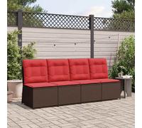 vidaXL Divano da giardino Marrone e Rosso polyrattan