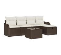 vidaXL Set di Divani da Giardino 6 Pezzi con Cuscini Marrone Polyrattan, Divano da Giardino 2 Posti con Cuscini Marrone Polyrattan