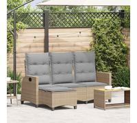 vidaXL Divano da Giardino Reclinabile con Cuscini a L Beige Polyrattan