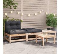 vidaXL Divano da Giardino Senza Braccioli con Cuscini e Poggiapiedi