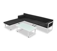 VIDAXL - Divano da Giardino Set 13 pz Textilene Alluminio Nero e Bianco