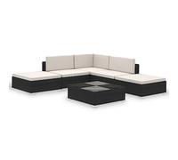 vidaXL Set Divani da Giardino 6 pz con Cuscini in Polyrattan Nero