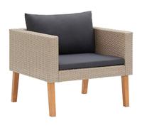 vidaXL Divano da Giardino Singolo con Cuscini in Polyrattan Beige