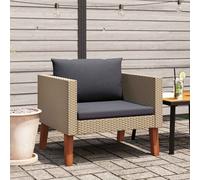 vidaXL Divano da Giardino Singolo con Cuscini in Polyrattan Beige