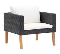 vidaXL Divano da Giardino Singolo con Cuscini in Polyrattan Nero