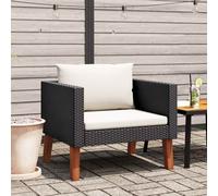 vidaXL Divano da Giardino Singolo con Cuscini in Polyrattan Nero
