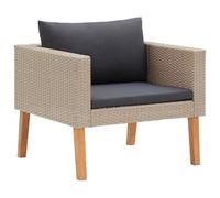vidaXL Divano da Giardino Singolo con Cuscini in Polyrattan Beige
