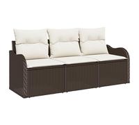 vidaXL Divano da giardino senza braccioli Marrone con cuscini Crema Rattan Poly Telaio in Acciaio per Esterno Patio Balcone Disposizione di Mobili Modulare Set Divani Sedia Singola Sezionale