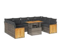 vidaXL Divano Giardino 10 pz con Cuscini Grigio in Polyrattan Acacia