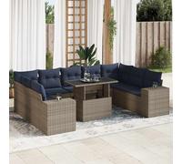 vidaXL Divano Giardino 10 pz con Cuscini Grigio in Polyrattan Acacia