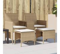 vidaXL Divano Giardino 2 Posti con Tavolo e Sgabelli Beige Polyrattan