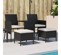 vidaXL Divano Giardino 2 Posti con Tavolo e Sgabelli Nero Polyrattan