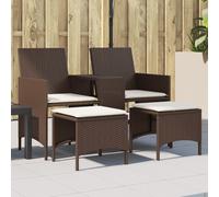 vidaXL Divano Giardino 2Posti con Tavolo e Sgabelli Marrone Polyrattan