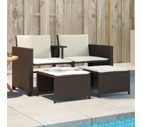vidaXL Divano Giardino 2Posti con Tavolo e Sgabelli Marrone Polyrattan