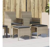 vidaXL Divano Giardino 2Posti Tavolo Sgabelli Grigio Chiaro Polyrattan